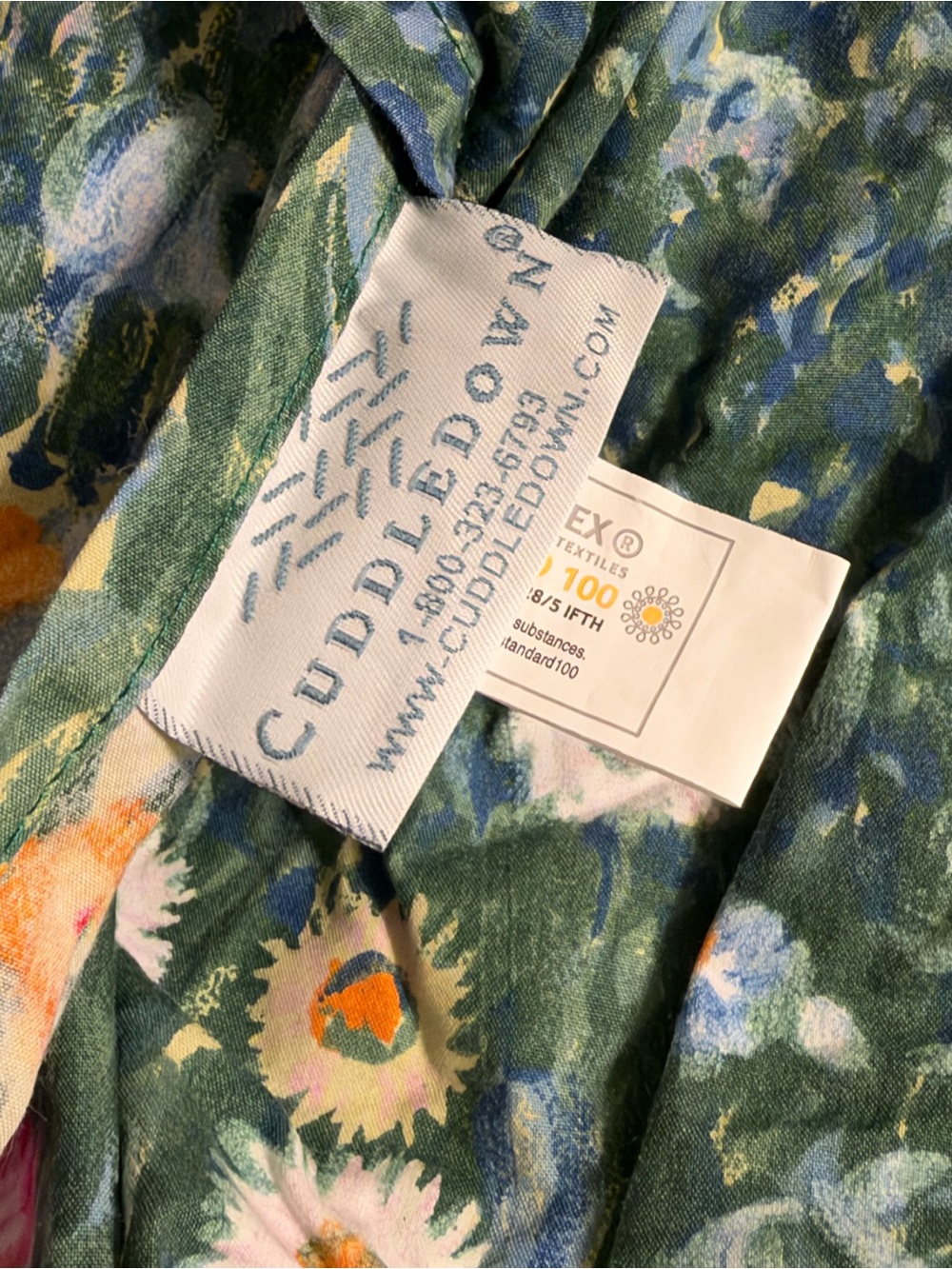 Cuddledown Monet Percale Floral Green King Duvet Cover, 5 Shams - Picture 5 of 10